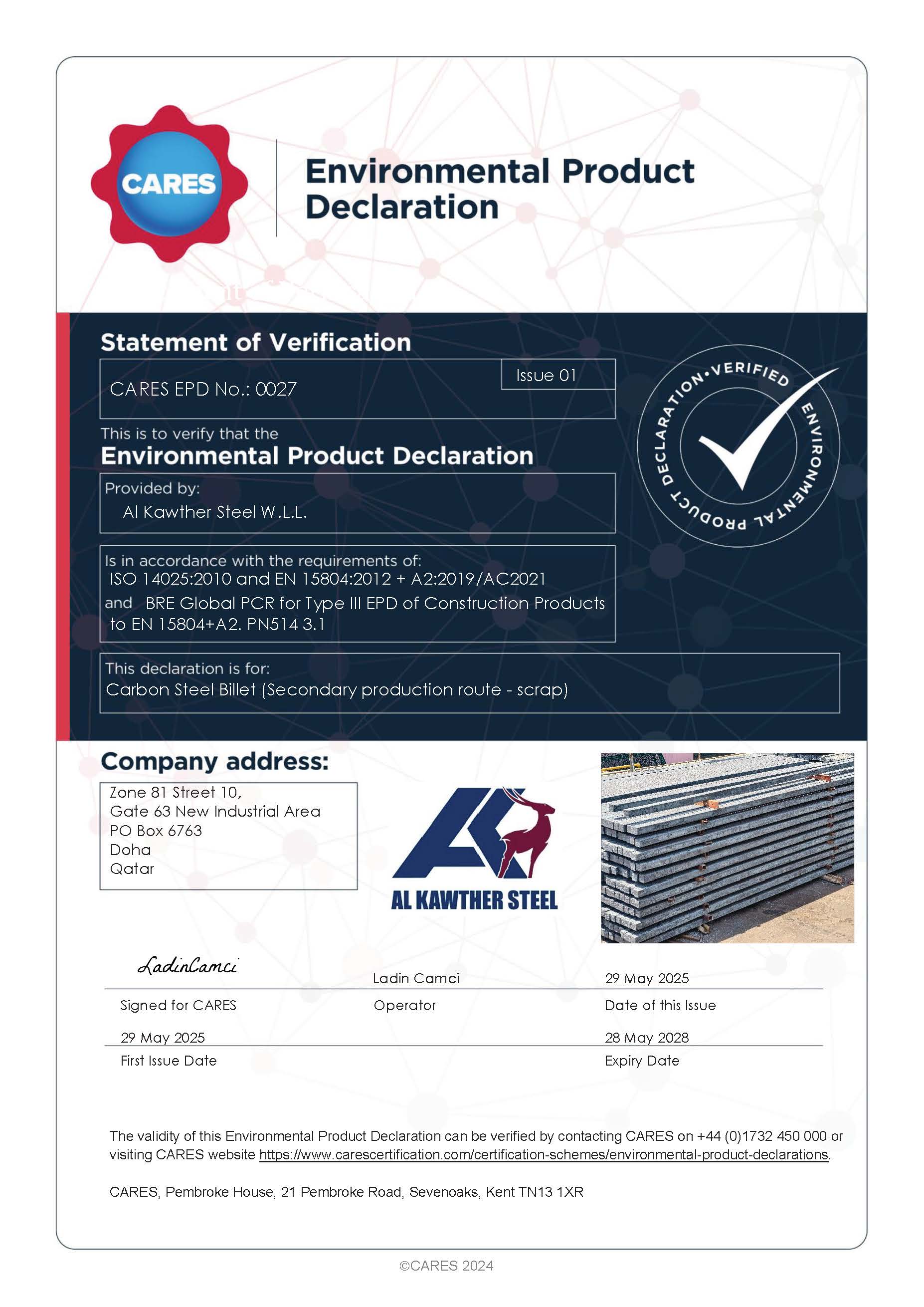 Al Kawther Steel W.L.L EPD